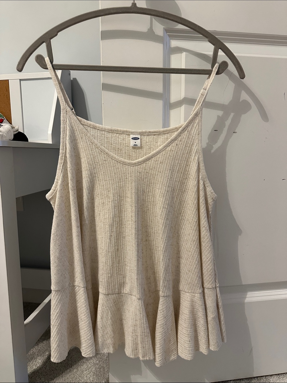 Old Navy Cream Ribbed Peplum Camisole